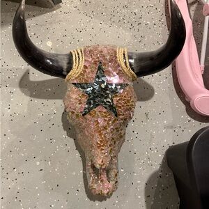 Mosaic Bull Skull Wall Decor with Star